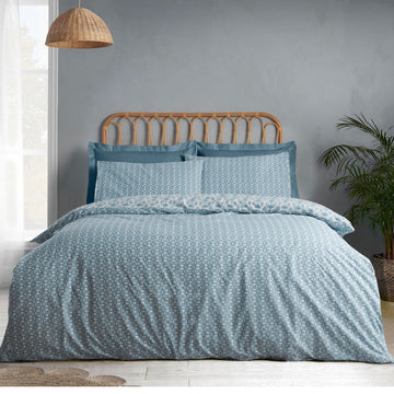 Catherine Lansfield Sardinia Duvet Cover Set, Double, Seafoam Blue