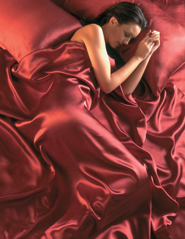3pcs Luxury Satin Sheet Set Easy Care Non-Iron, Double, Red
