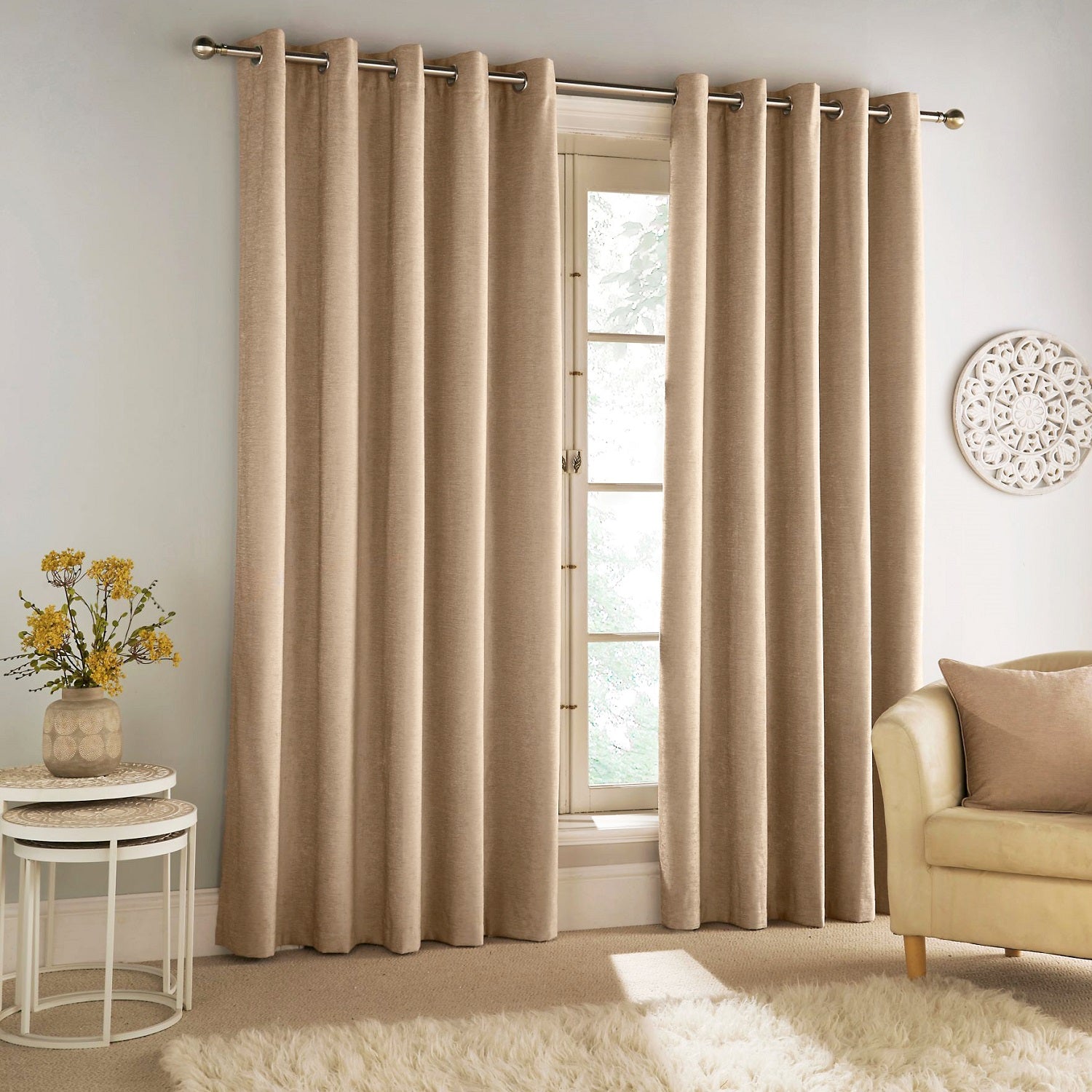 66x90" Sand Natural Savoy Blackout Curtains