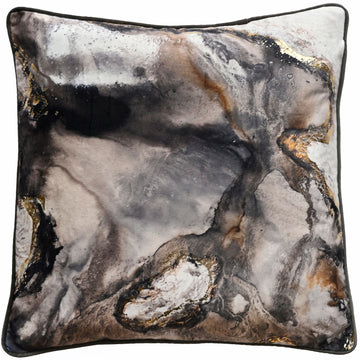 Malini Utopia Marble Foil Print Filled Cushion 45x45cm - Gold & Grey