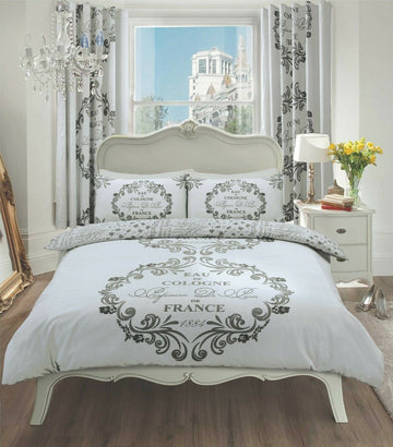 Script Paris Duvet Cover Set, King, Silver Grey