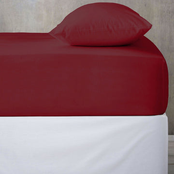 Fitted Sheet 25cm Deep, Double, Red