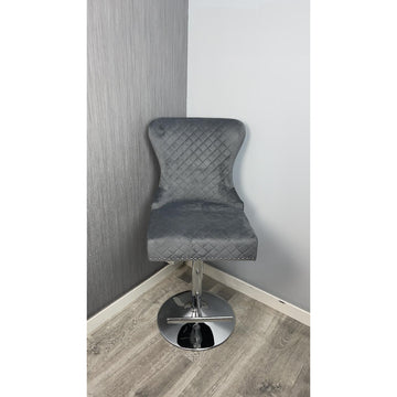 Grey Kitchen Bar Stool Swivel Adjustable Height Chair