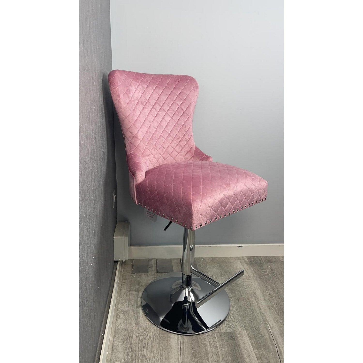 Pink  Kitchen Bar Stool Swivel Adjustable Height Chair