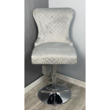 Silver Kitchen Bar Stool Swivel Adjustable Height Chair