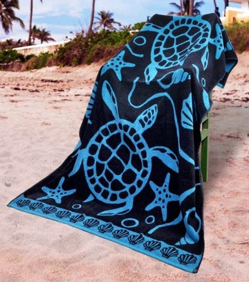 Sea Turtle Large Beach Towel - Blue