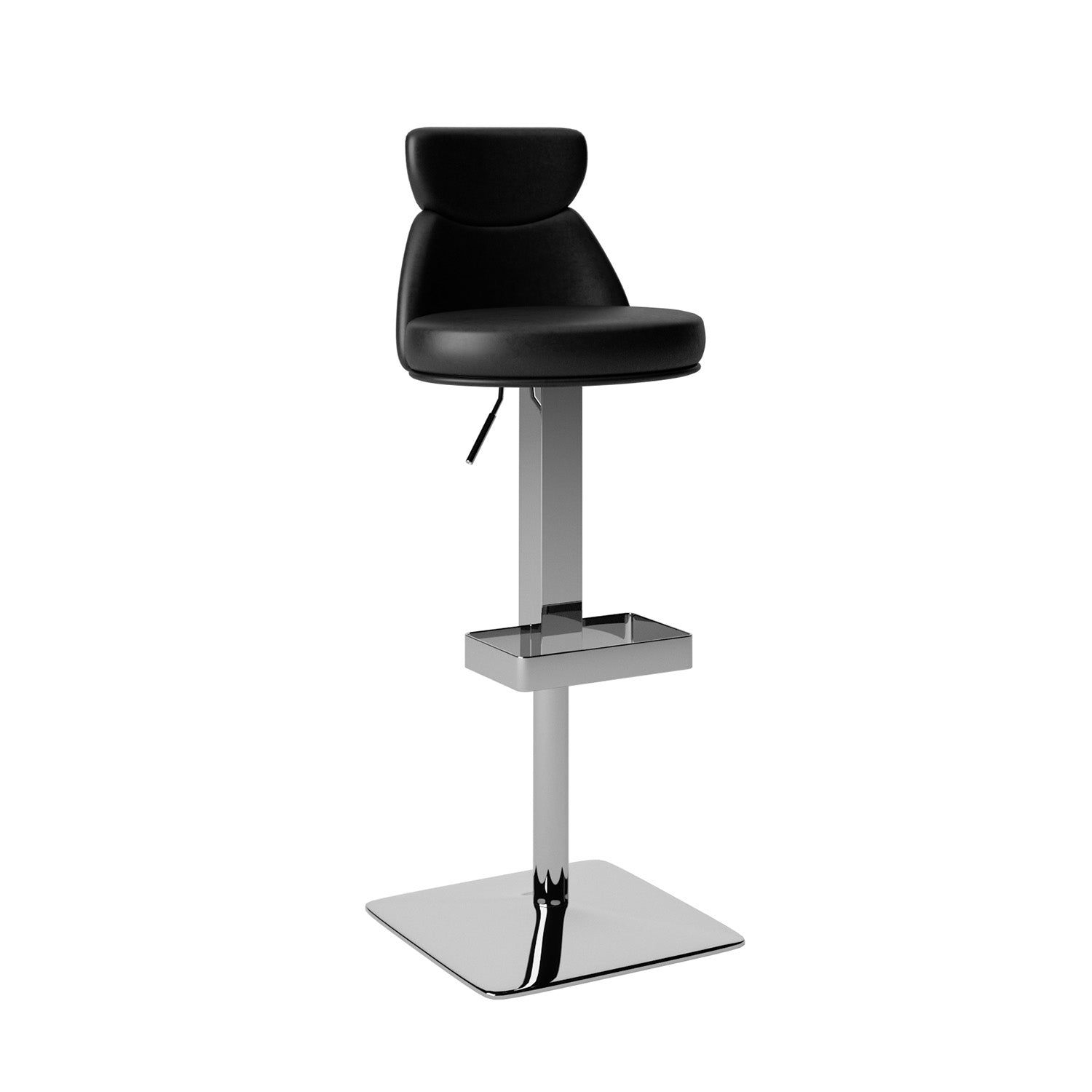 Saturn Black 360 Swivel Leather Adjustable Seat Bar Stool