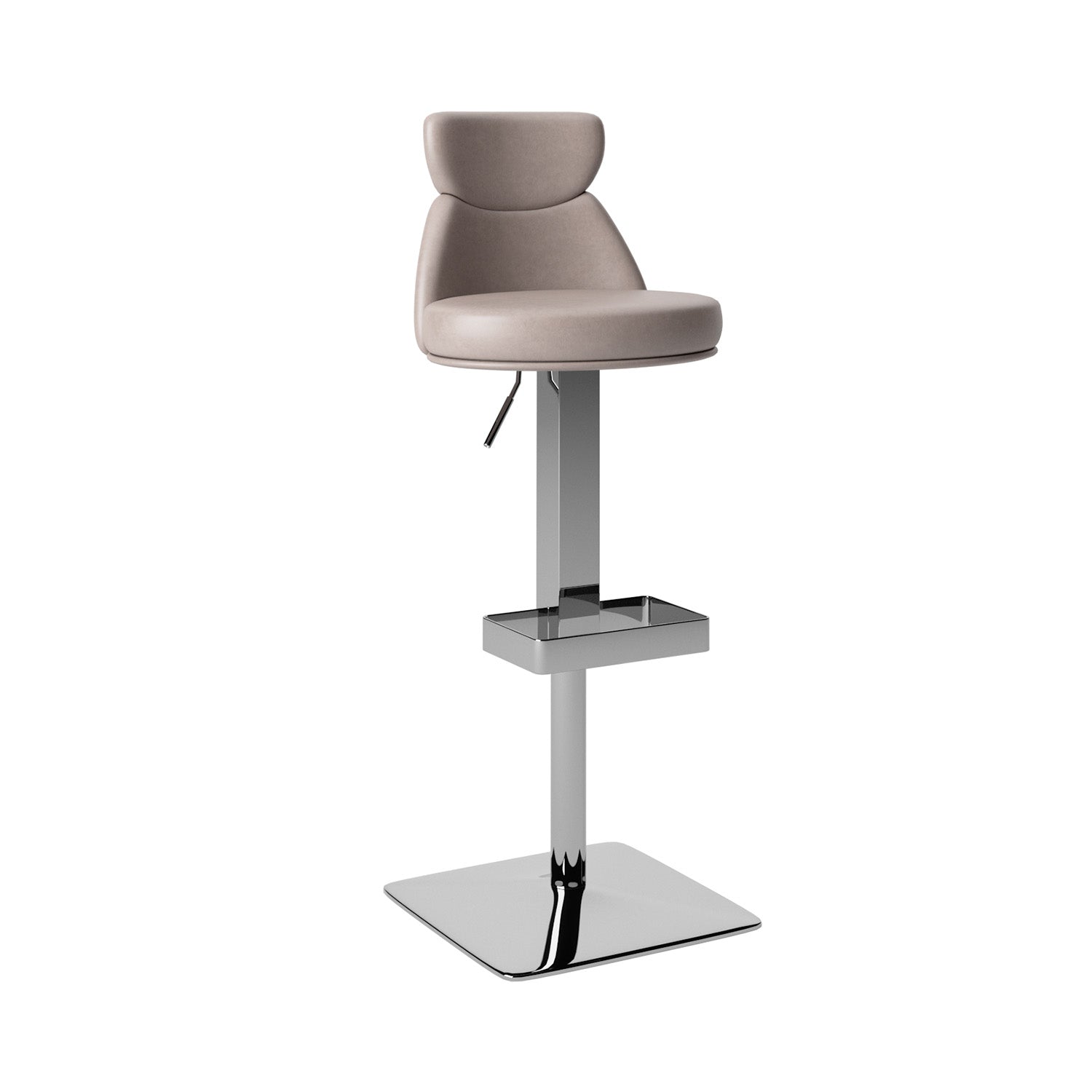 Saturn Taupe 360 Swivel Leather Adjustable Seat Bar Stool