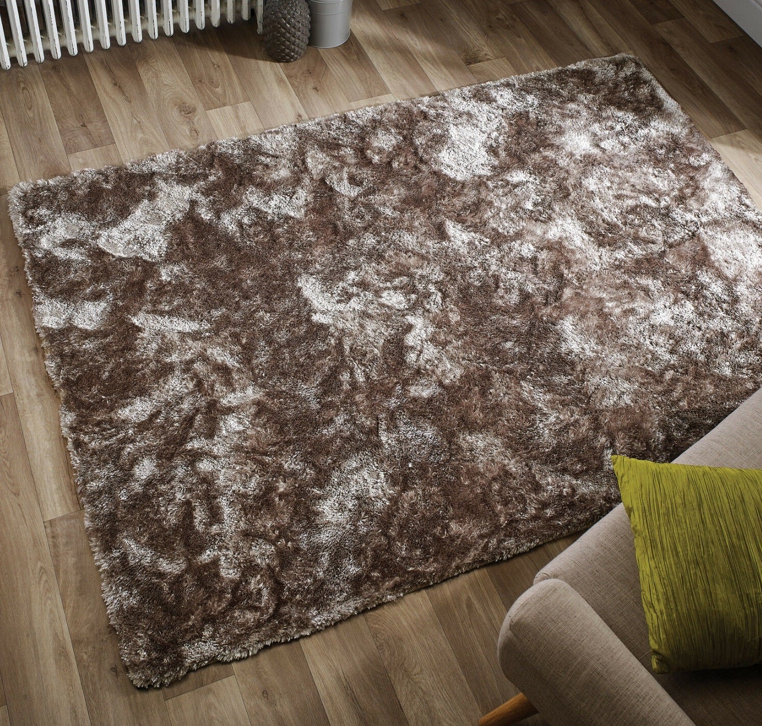 Crushed Velvet Effect Rug Serenity Beige Mink - 47" x 67"