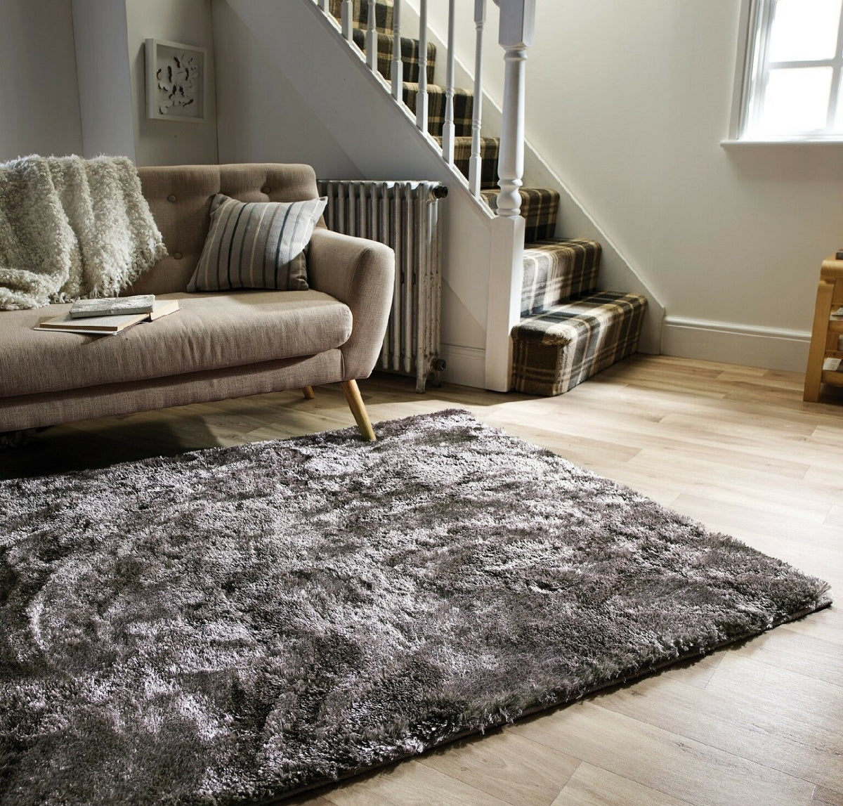80x150cm Silver Grey Shaggy Velvet Rug