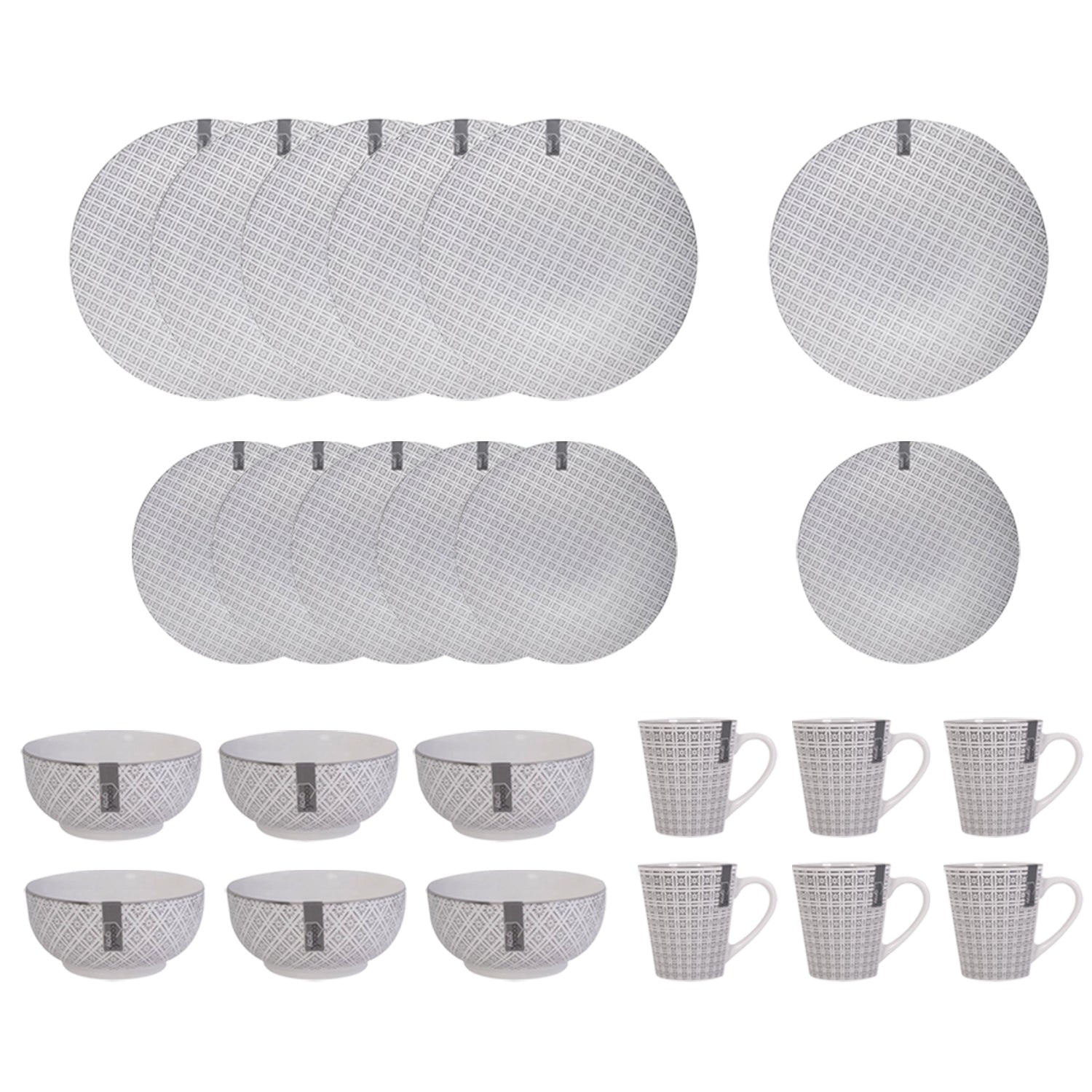 24Pcs Stoneware Geometric Tableware Set