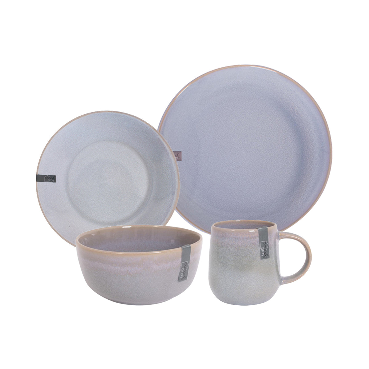 4pcs Stoneware Dinner Plate Bowl and Mug Set