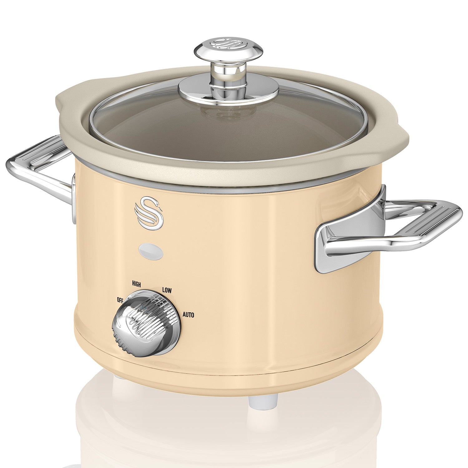 Swan 1.5L 120W Cream Slow Cooker With Glass Lid