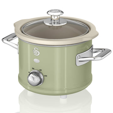 Swan 1.5L 120W Green Slow Cooker With Glass Lid