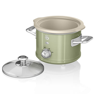 Swan 1.5L 120W Green Slow Cooker With Glass Lid