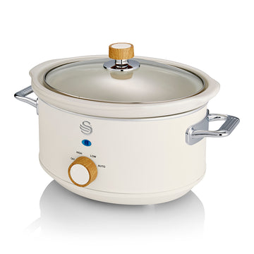 3.5L Nordic White Electric Slow Cooker Removable Inner Pot