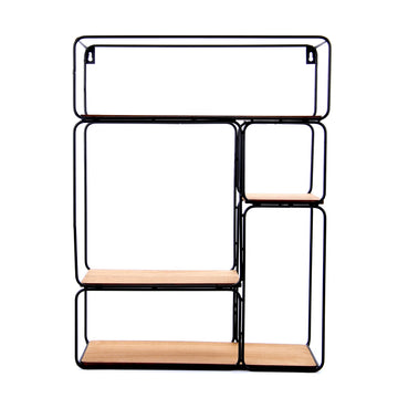 5 Section Wooden Wall Shelf Storage Display Unit