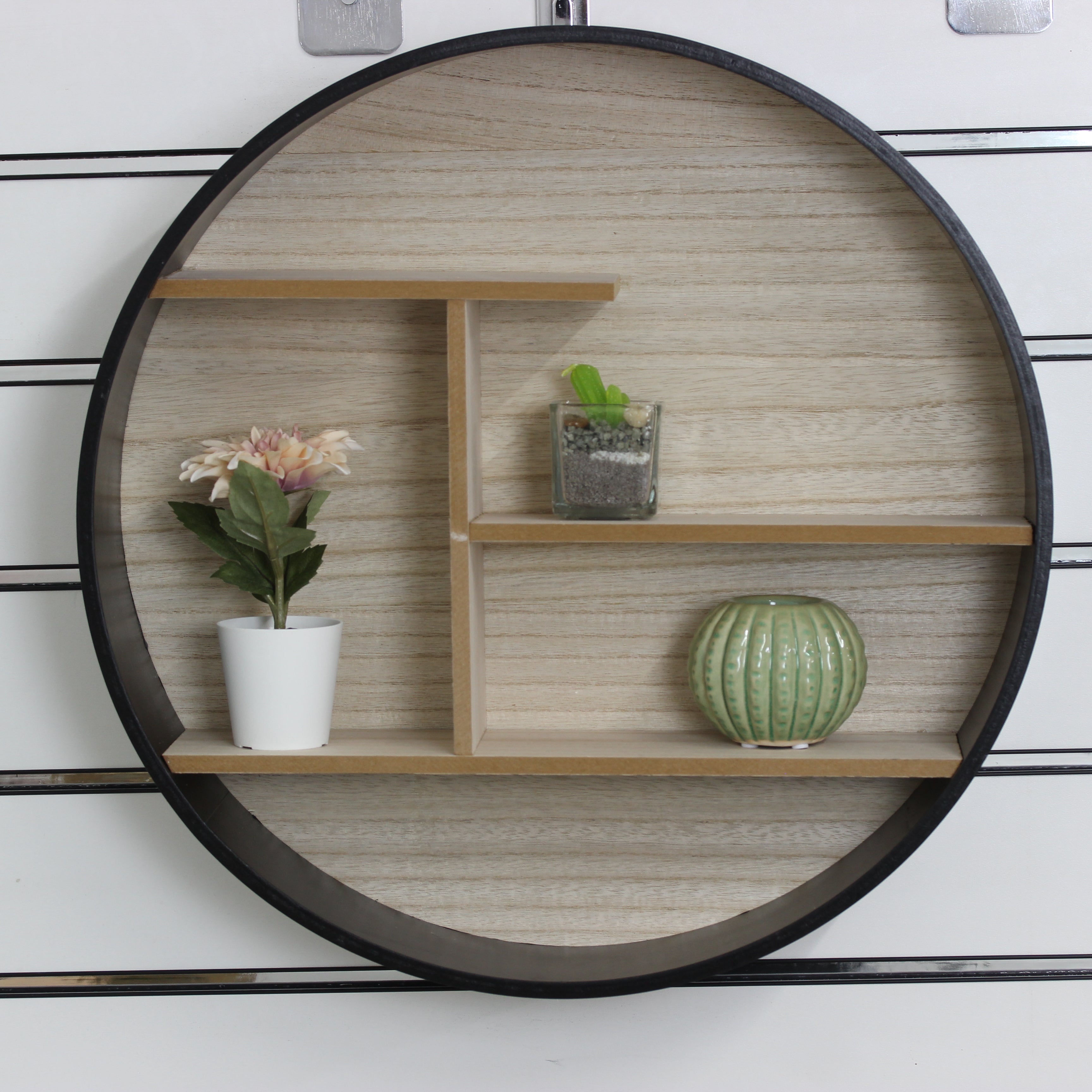 Circle wooden deals shelf unit