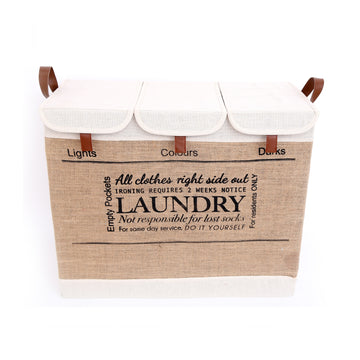 3 Section Laundry Basket Dirty Clothes Organiser