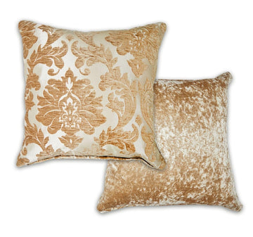 Damask Velvet  Coffee Beige Double Sided Cushion Cover