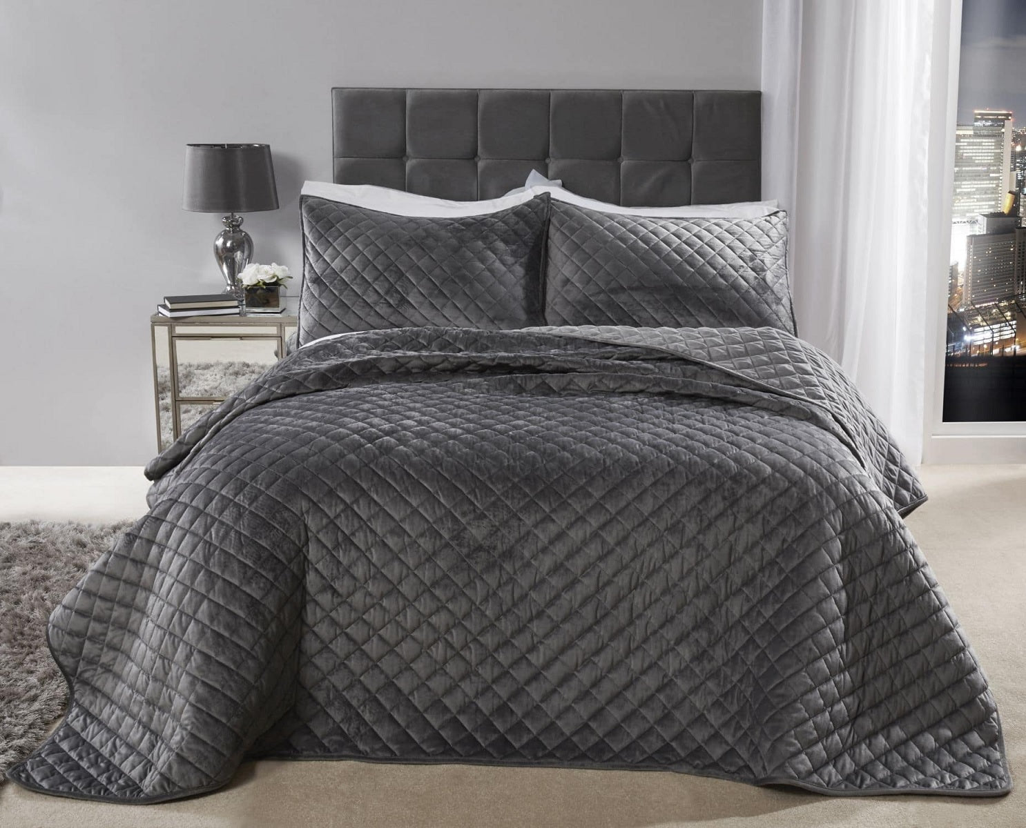 Grey velvet 2024 pillow shams