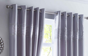 Sequin Diamante Shimmer Curtains Eyelet Ring Top Curtains 66