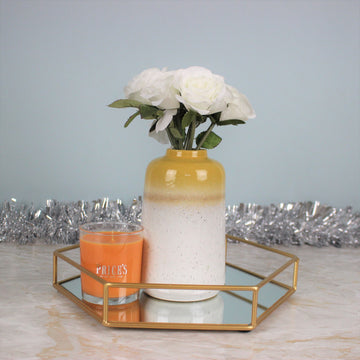 13cm Mustard White Porcelain Vase