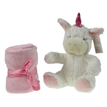 Kids Stuffed Plush Soft Toy Unicorn with Bed Throw