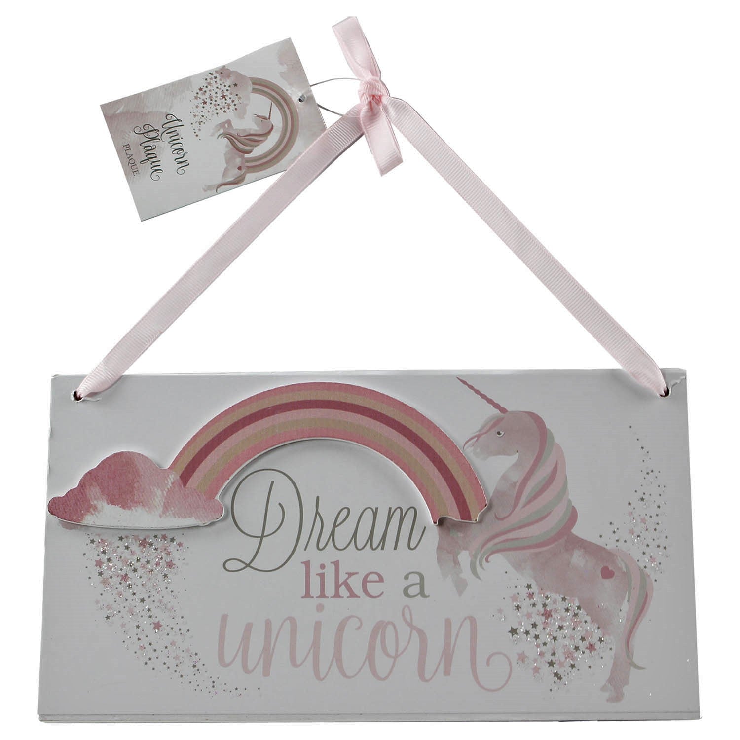 White Wooden Baby Phrase Unicorn Plaque