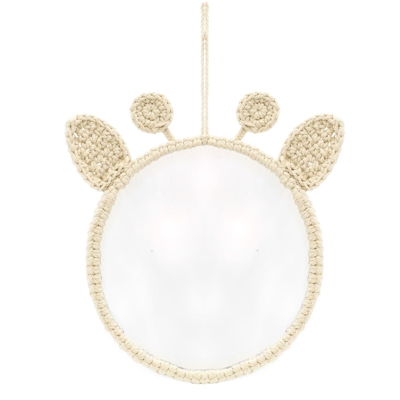 Macrame Round Wall Mirror Giraffe Head