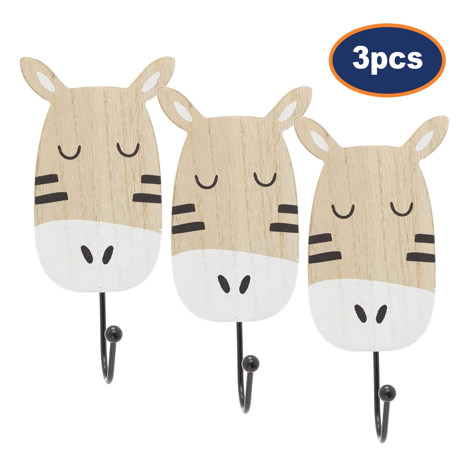 3Pcs Zebra Baby Animal Door Wall Hook