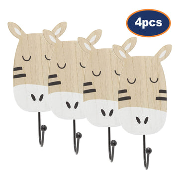 4Pcs Zebra Baby Animal Door Wall Hook