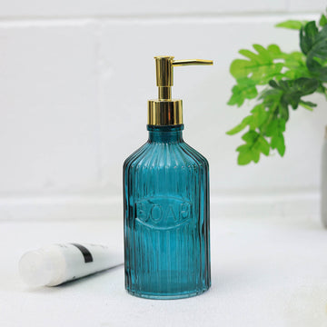 Blue Glass Liquid Soap Lotion Dispenser