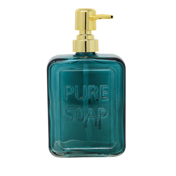 Blue Ombre Glass Gold Plated Plastic Pump Lotion Soap Dispenser