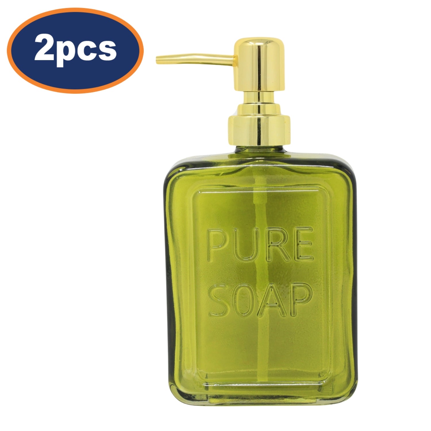 2Pcs Green Ombre Glass Gold Plated Plastic Pump Lotion Soap Dispensers