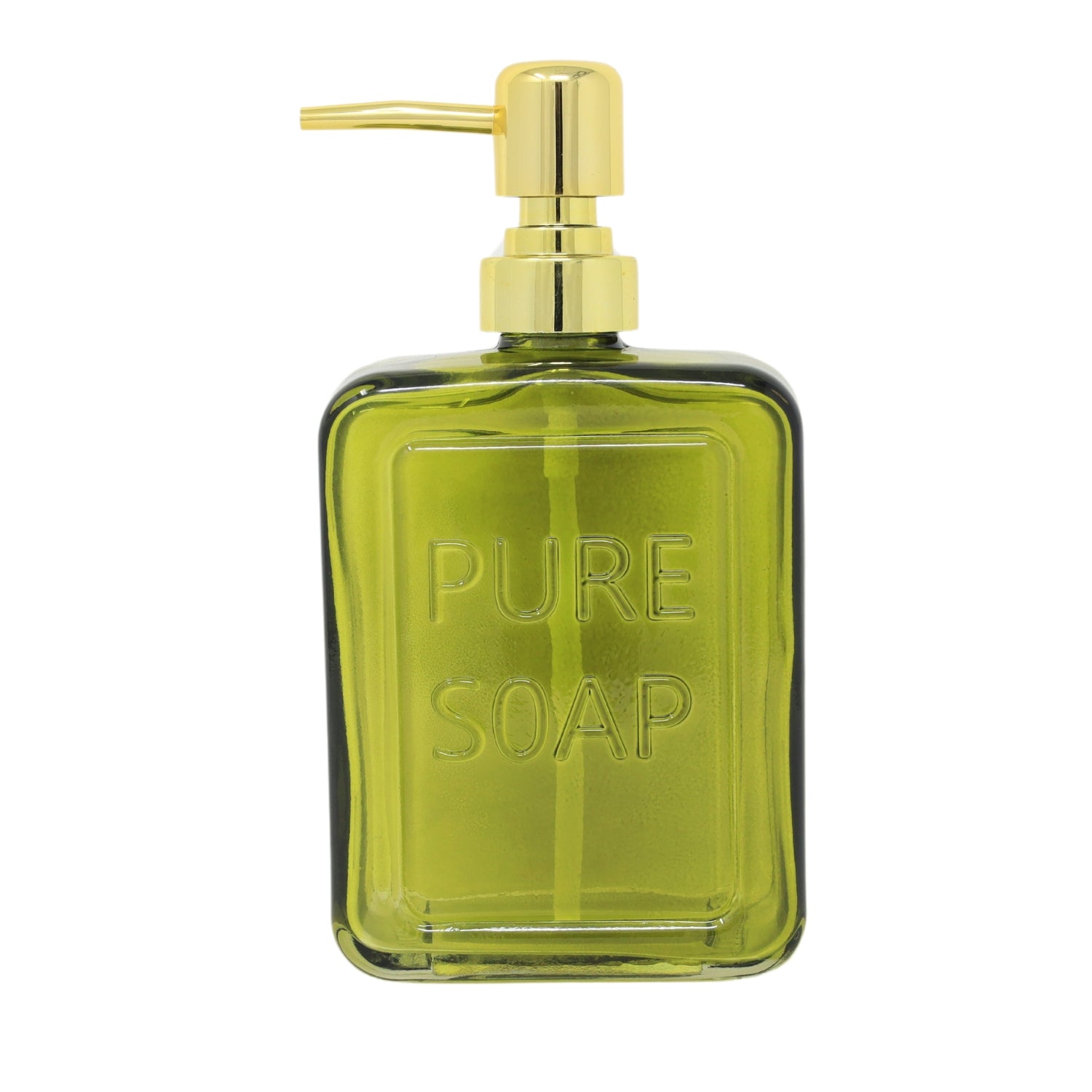 Green Ombre Glass Gold Plated Plastic Pump Lotion Soap Dispenser