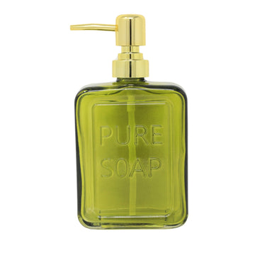 Green Ombre Glass Gold Plated Plastic Pump Lotion Soap Dispenser