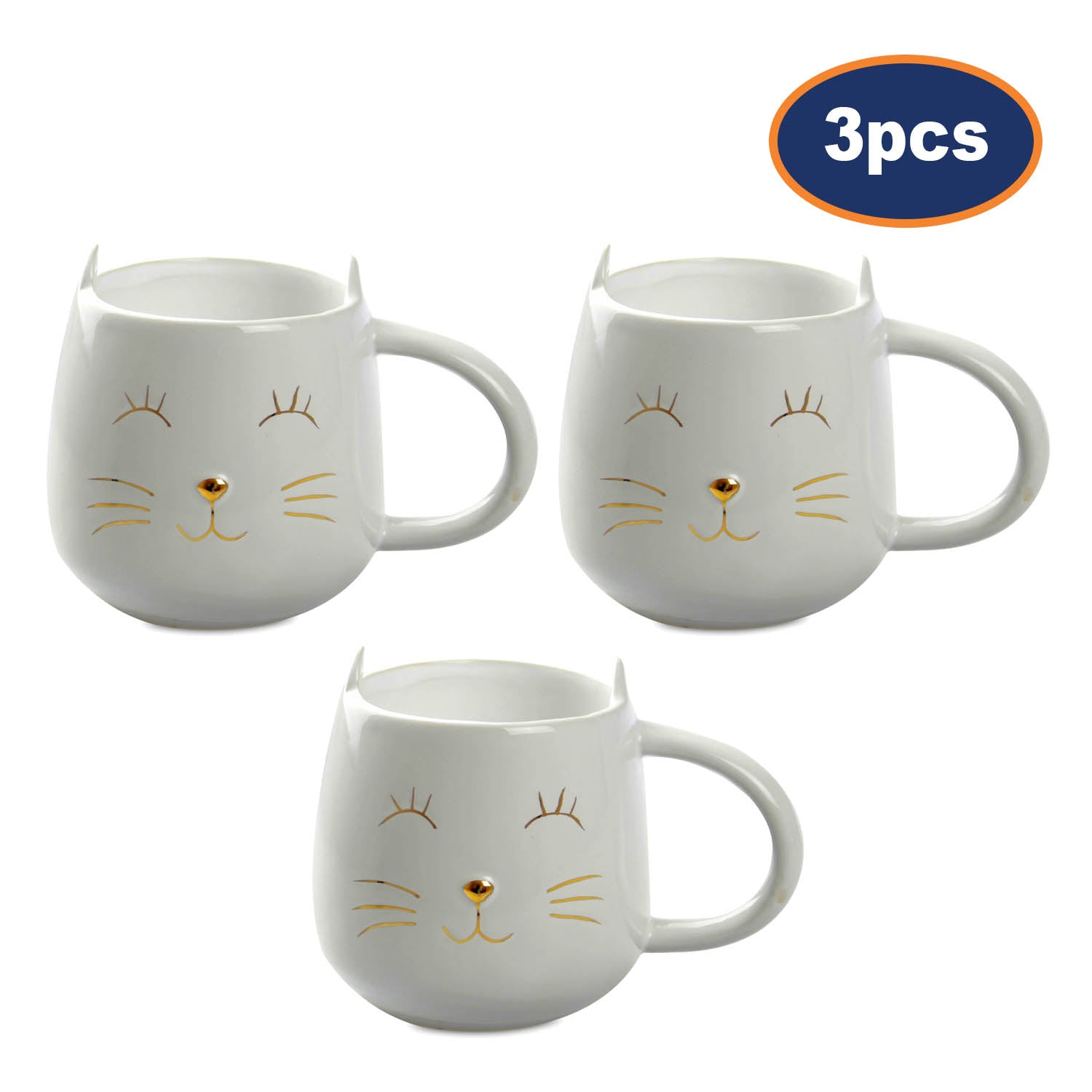 32Pcs Glazed Dolomite Cat Coffee Mug with Ears