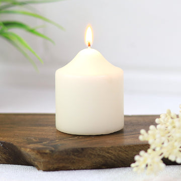 4Pcs 50 Hour Burn White Classic Church Pillar Table Candles