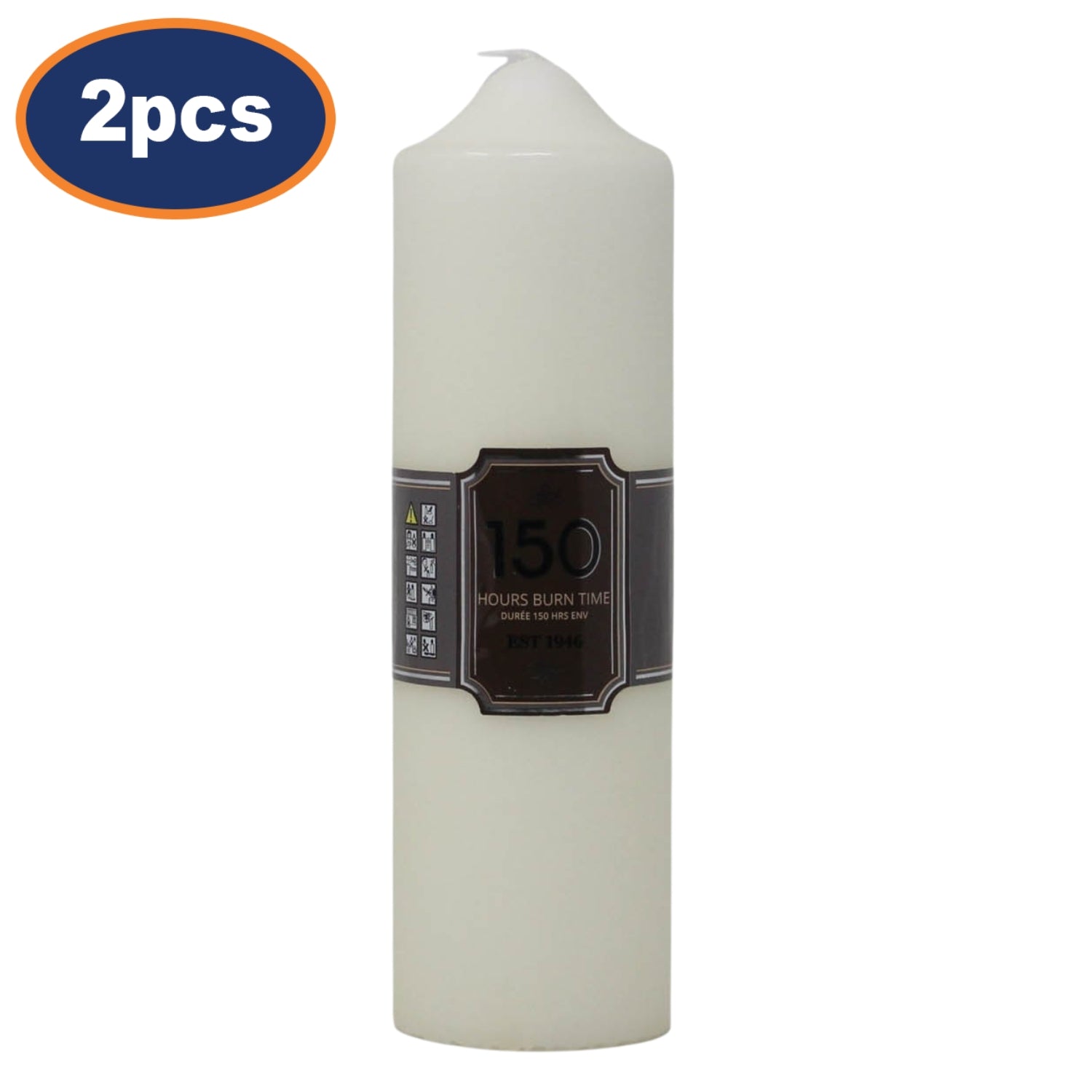 2Pcs Unscented White Classic Pillar Table Candle