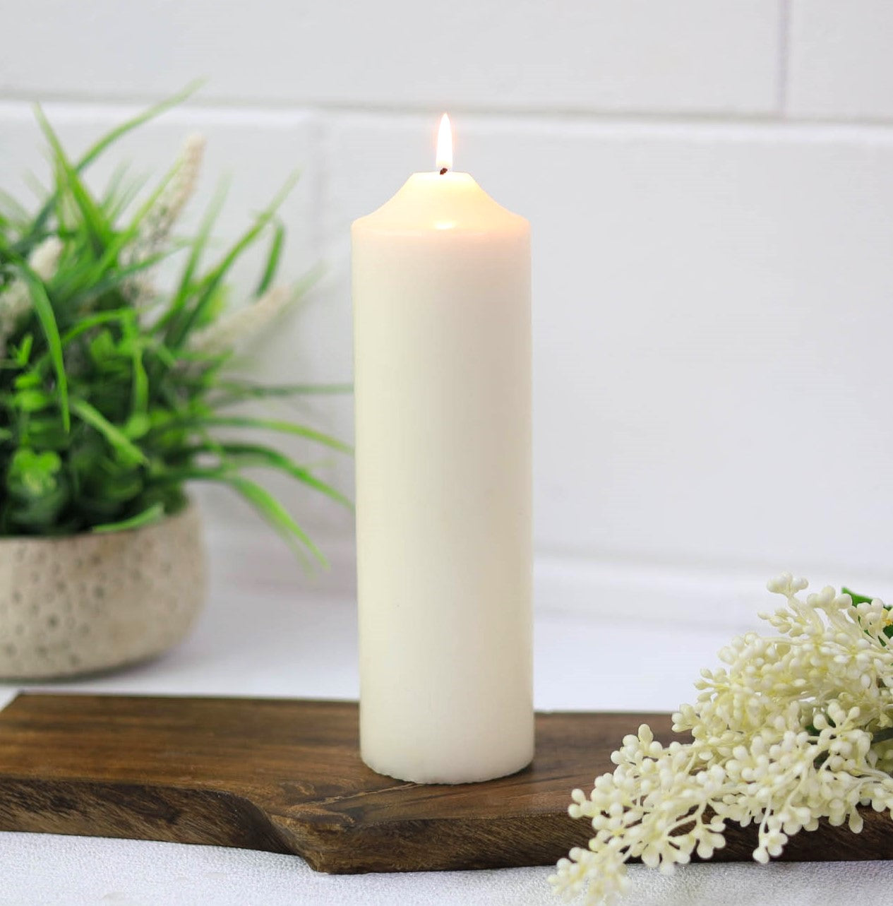 Unscented White Classic Pillar Table Candle