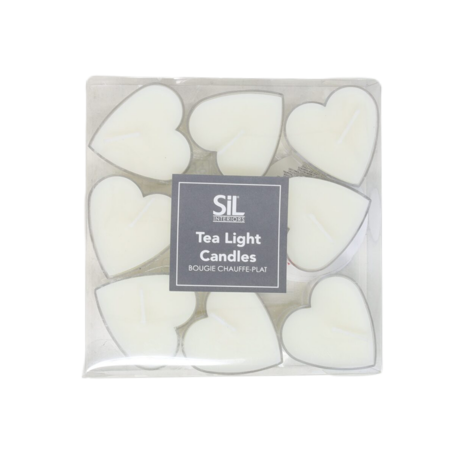 Pack of 9 Heart Shaped Unscented Candle Tealights