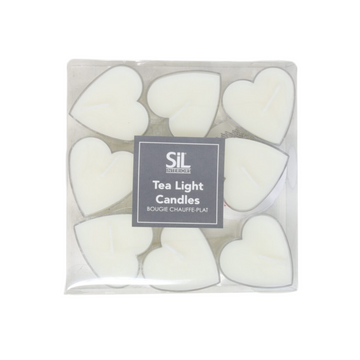 Pack of 9 Heart Shaped Unscented Candle Tealights