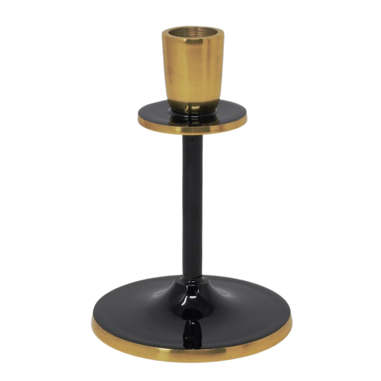 15cm Black Gold Metal Taper Candle Holder