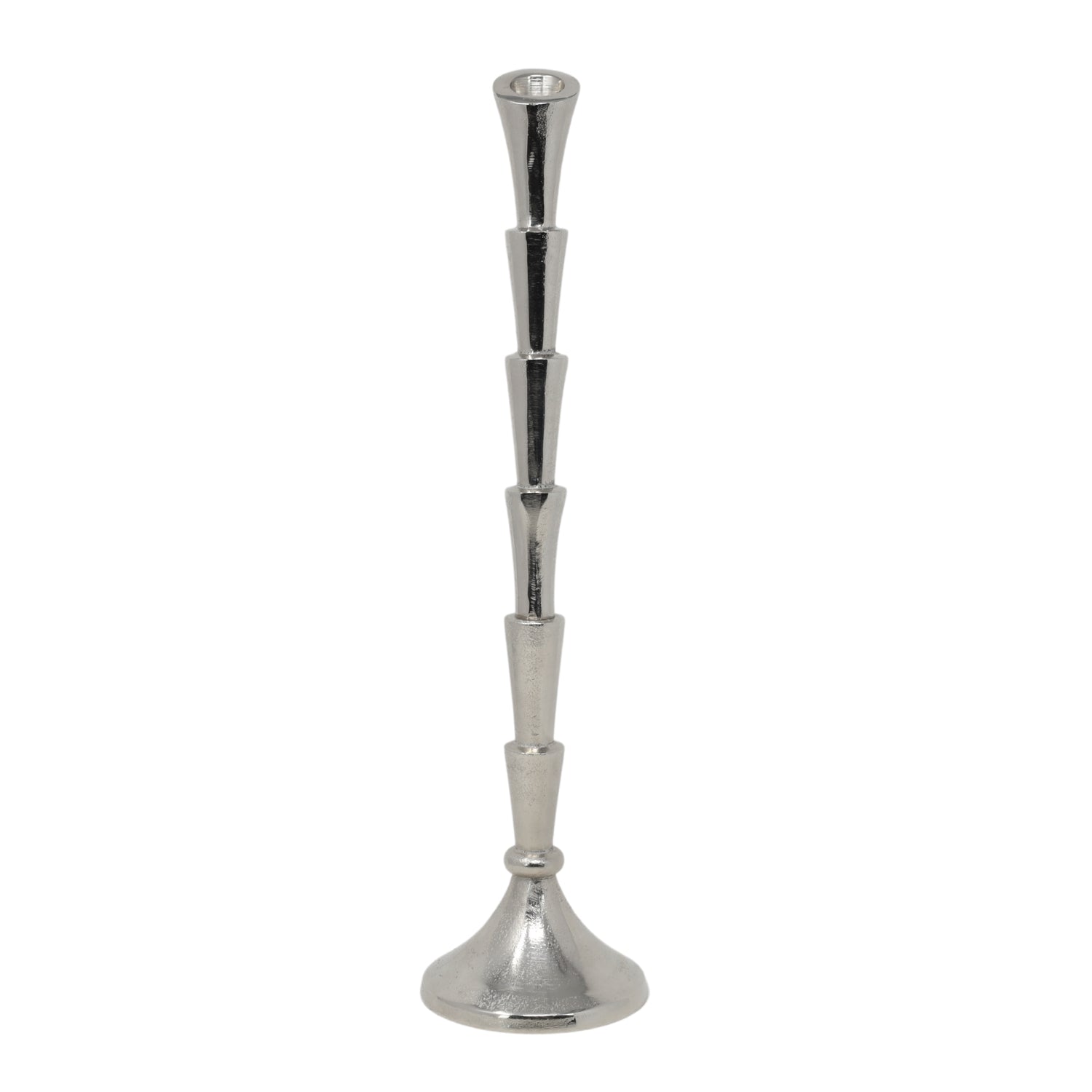 40cm Silver Aluminium Taper Candle Holder