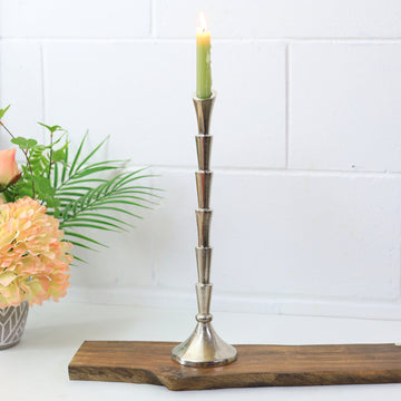 40cm Silver Aluminium Taper Candle Holder