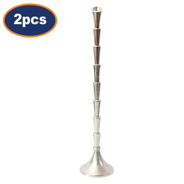 2Pcs 52cm Silver Aluminium Taper Candle Holders