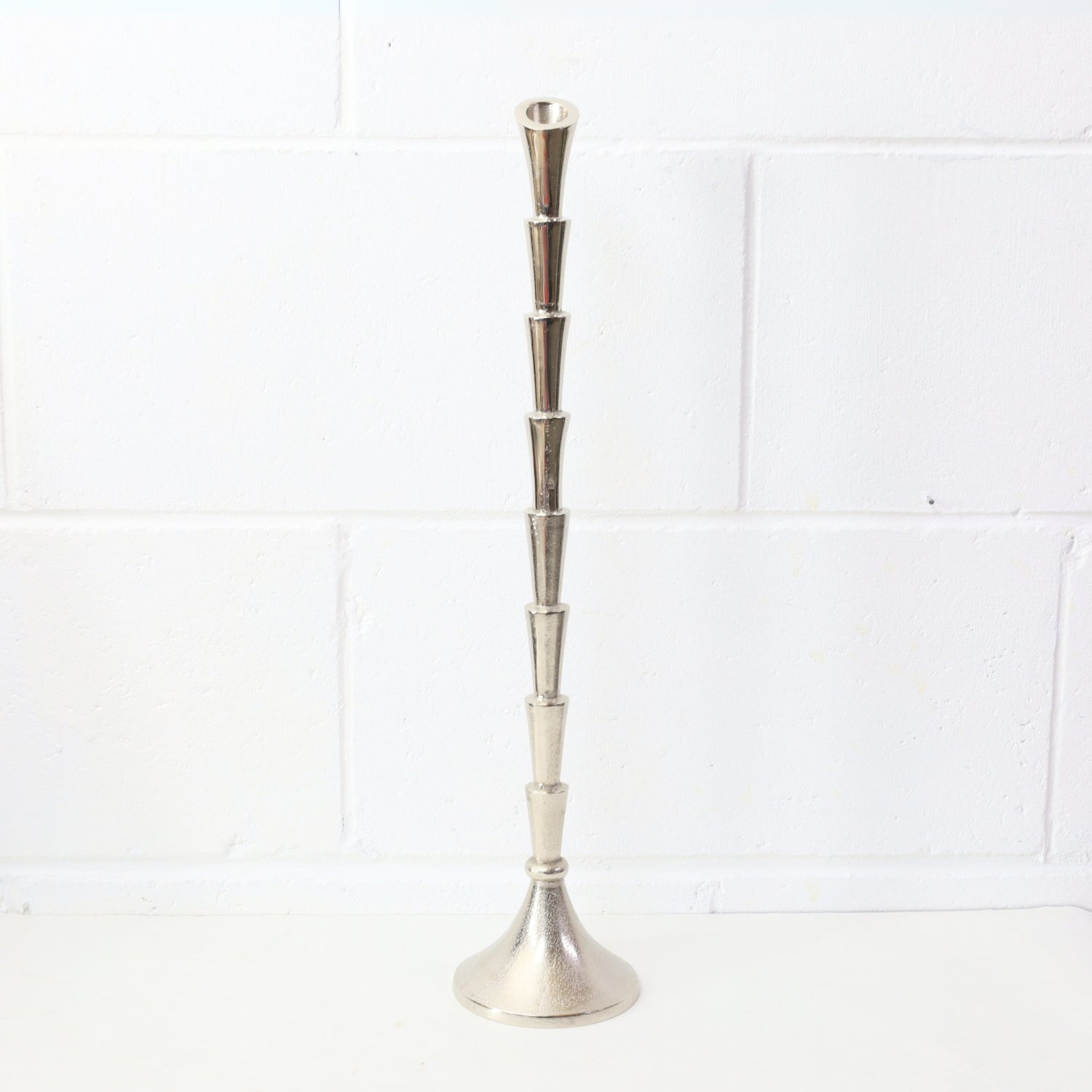 52cm Silver Aluminium Taper Candle Holder