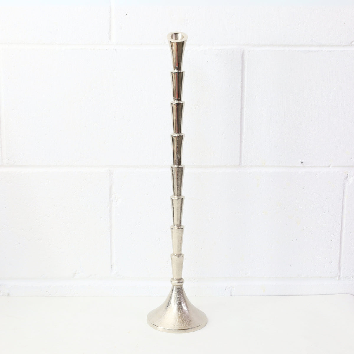 52cm Silver Aluminium Taper Candle Holder