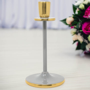 Aluminium Grey Medium Dinner Candle Holder